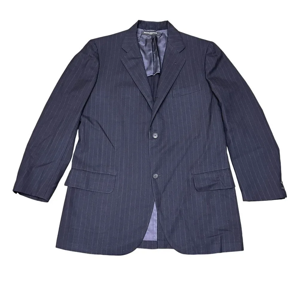 VTG‎ BROOKS BROTHERS 346 Stretch Black Pin Stripe Wool Blazer Jacket Sz 42R USA